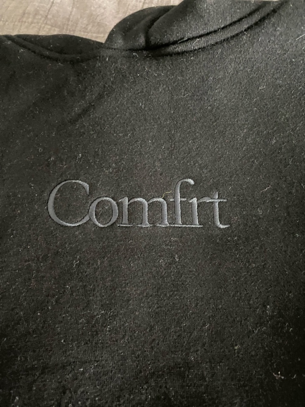 NWOT Comfrt Black Hoodie with Front Pocket - Picture 3 of 4
